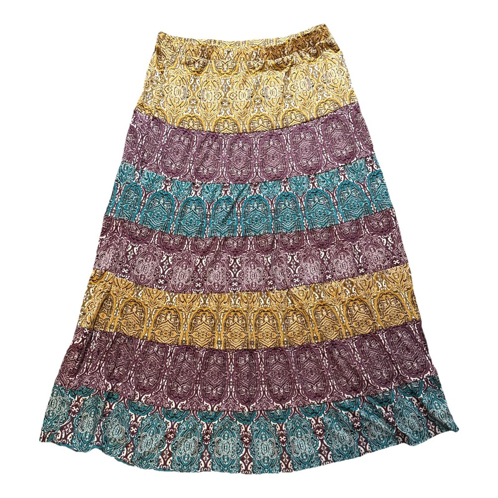 Cato  Bohemian Flowy Comfortable Tiered Geometric Print skirt - elastic waist