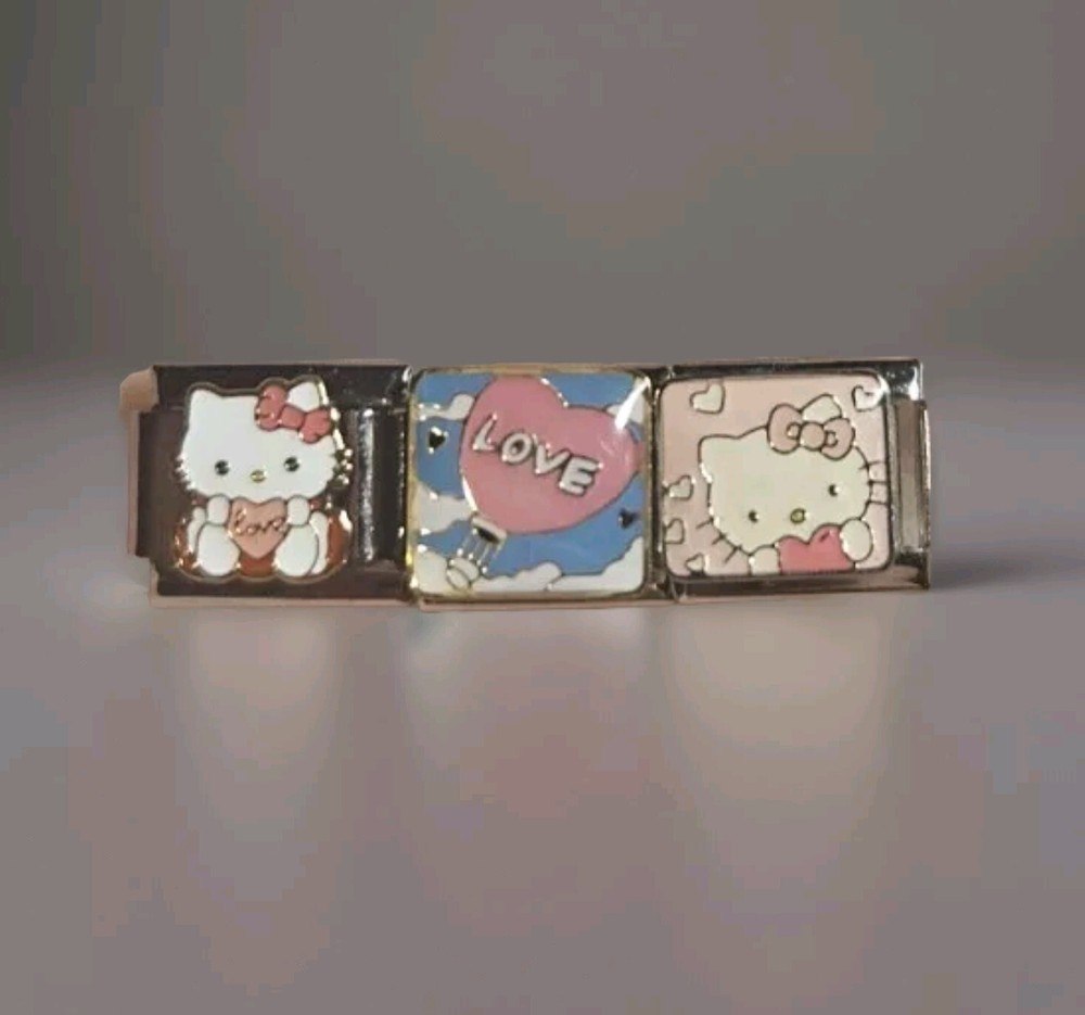 Hello Kitty Love Italian Charms Stainless Steel 9mm Set Of 3