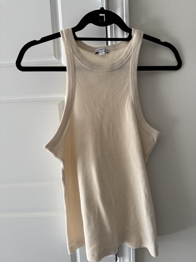 STANDARD JAMES PERSE White Ribbed Long Jersey Tank Top Womens Size 1 Cotton