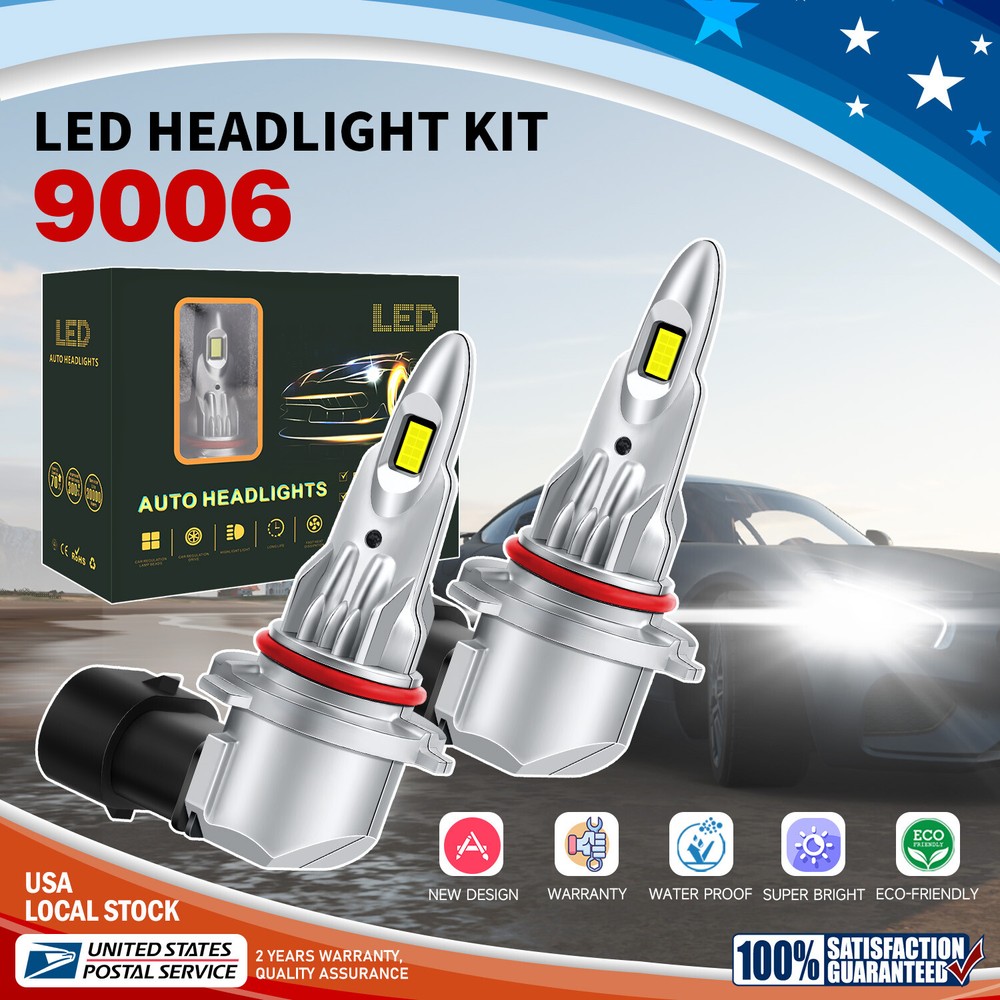 Durable 9006 LED Headlight Bulbs Kit 80W 4000LM Hi/Lo Beam Super Bright