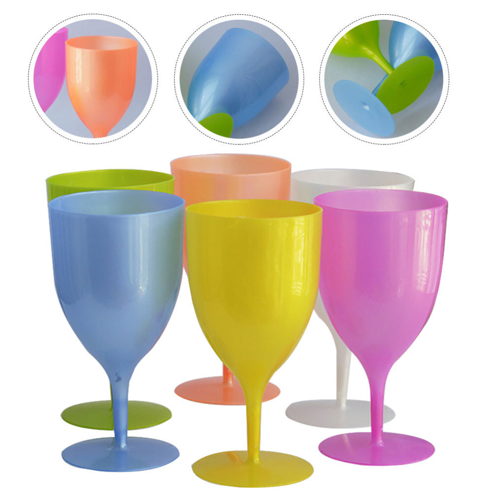 6 Colorful Tall Wine Goblets for Kids Tropical Party Cups