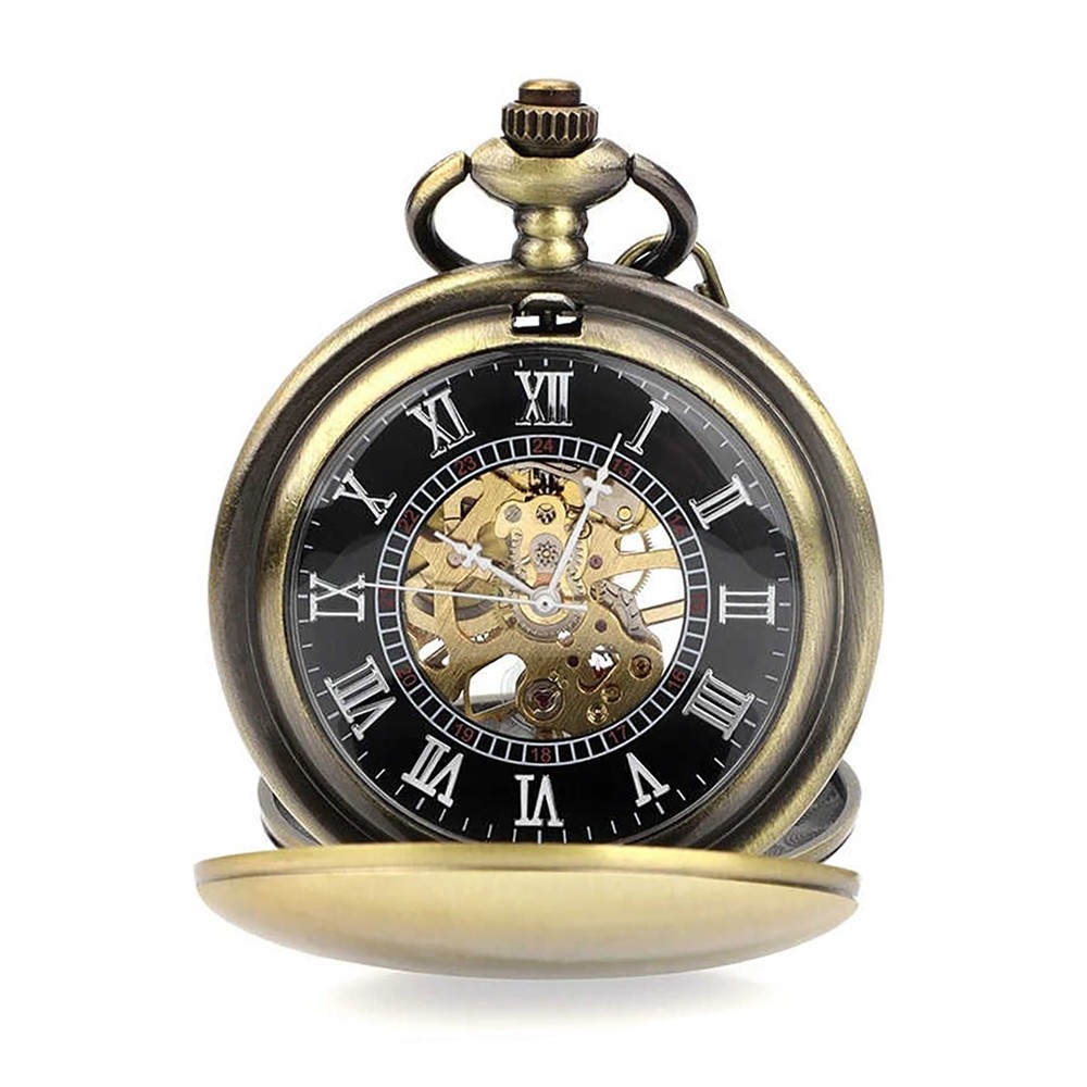 Vintage Zinc Alloy Mechanical Pocket Watch - Lightweight Portable Gift for Men