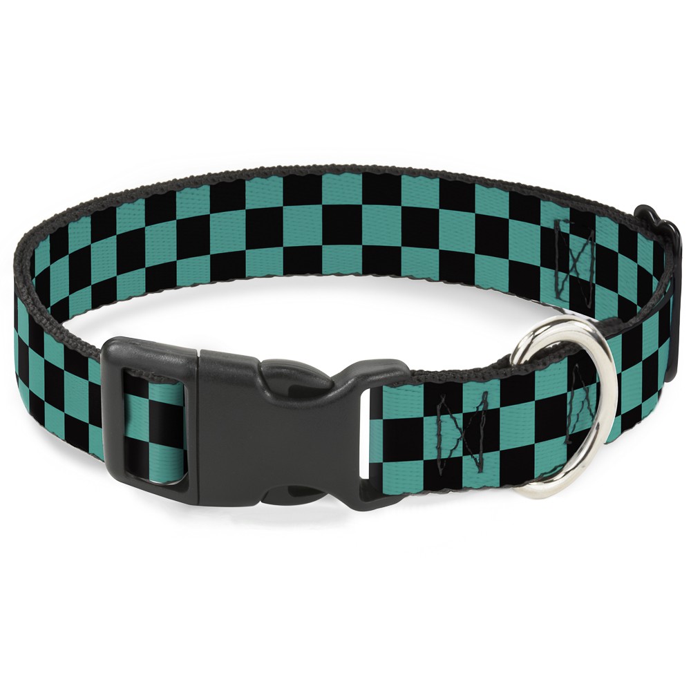 Plastic Clip Collar Checker Black/Teal Small 9.5-13