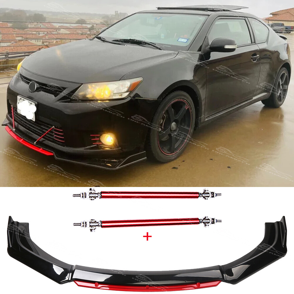 Scion TC FRS 2005-2016 Glossy Front Bumper Lip Spoiler with Strut Rods