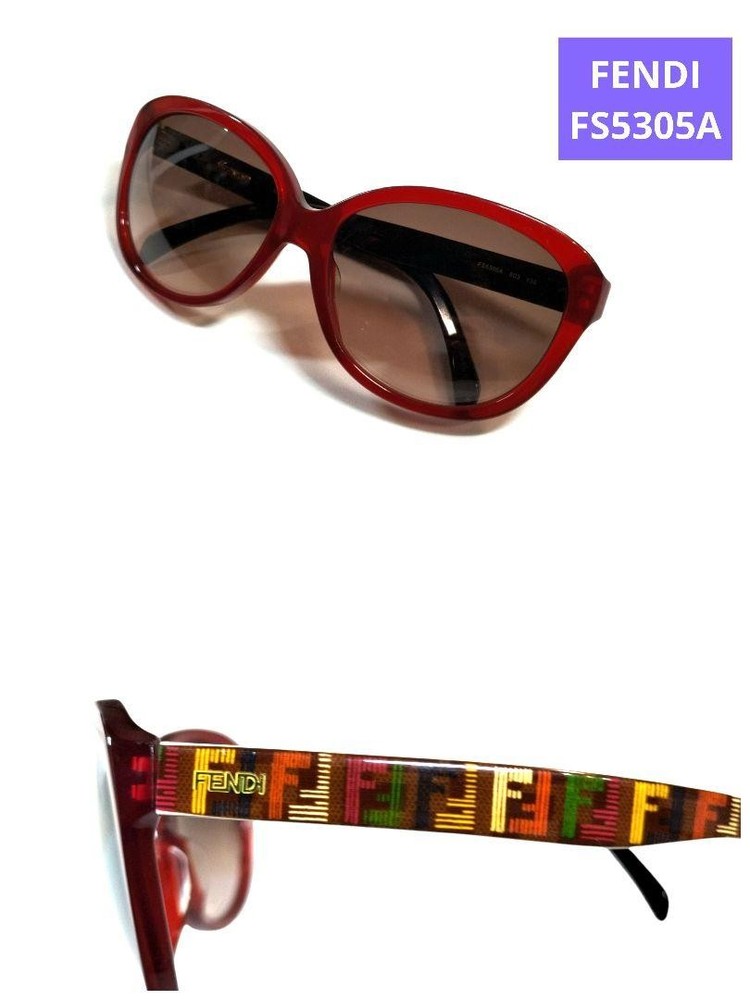 Fendi FS5305A Womens Sunglasses Zucca Pattern Multicolor Pre-Owned