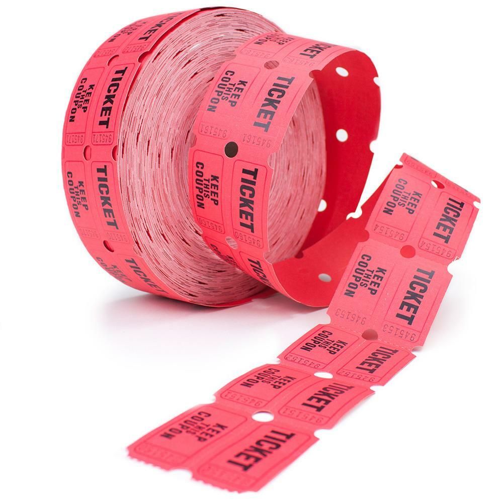 2000 Ct Roll Of Two Part Double Roll Tickets - Red Gcvl-101