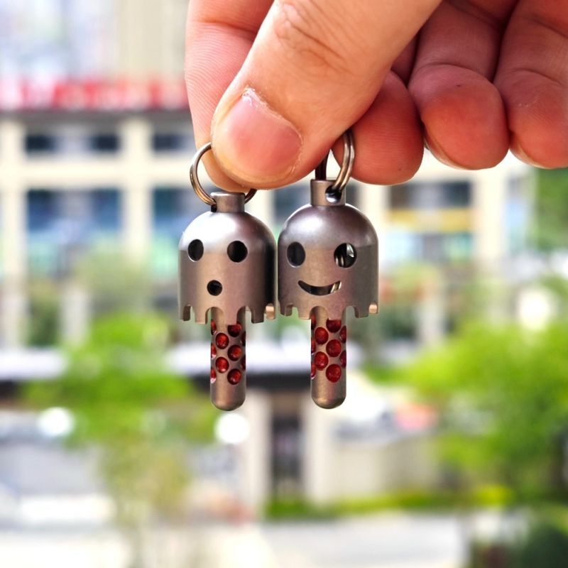 Titanium Keychain Necklace Pendant Knife Lanyard Bead Bell Wind Chime EDC Charm