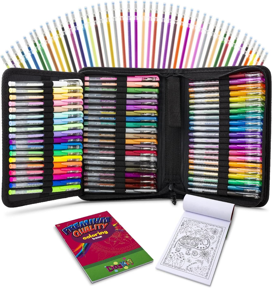 120 Color Artist Gel Pen Set Includes 28 Glitter Gel Pens 12 Metallic, 11 Pastel