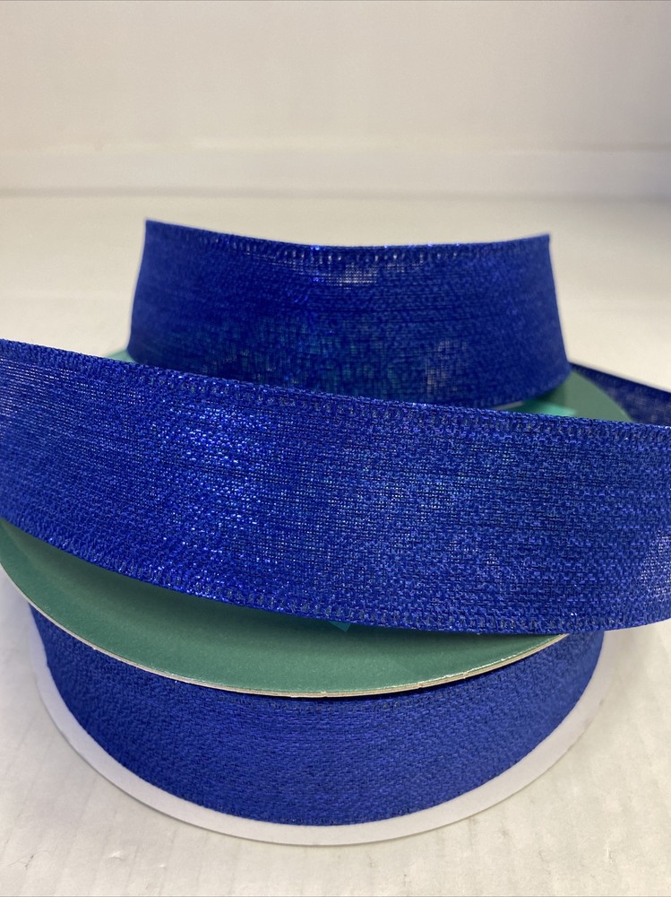 Members Mark Royal Blue Shimmery Christmas Wired Ribbon 50 Yards 1.5 Inch Wide  -image