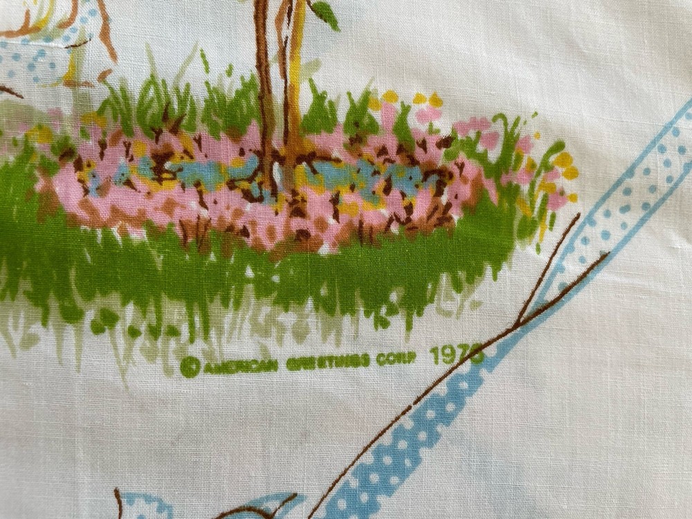 Vintage American Greetings Corp 1976 Holly Hobbie Curtain Fabric 82” X 62”