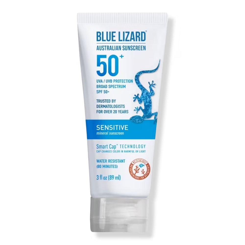 NEW BLUE LIZARD Australian Sensitive Mineral Sunscreen 50+UVA/UVB Protection 3oz