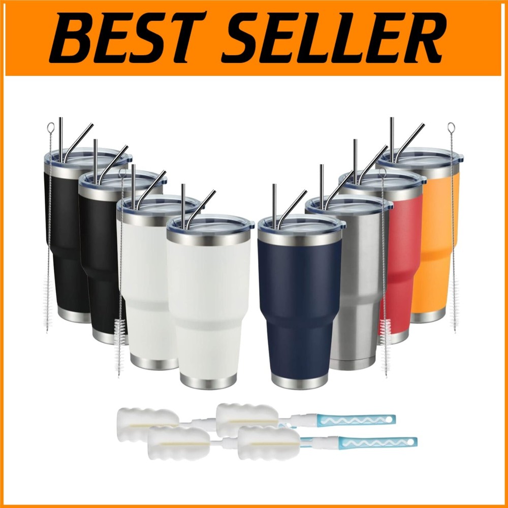 30oz Insulated Tumbler Set with Straws for Travel & Outdoor Adventures