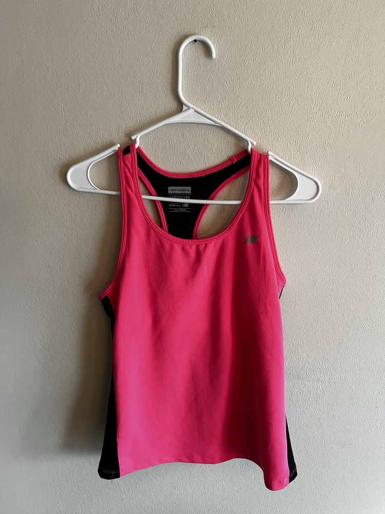 New Balance Neon Pink/Black Women’s Medium Activewear Tank Top