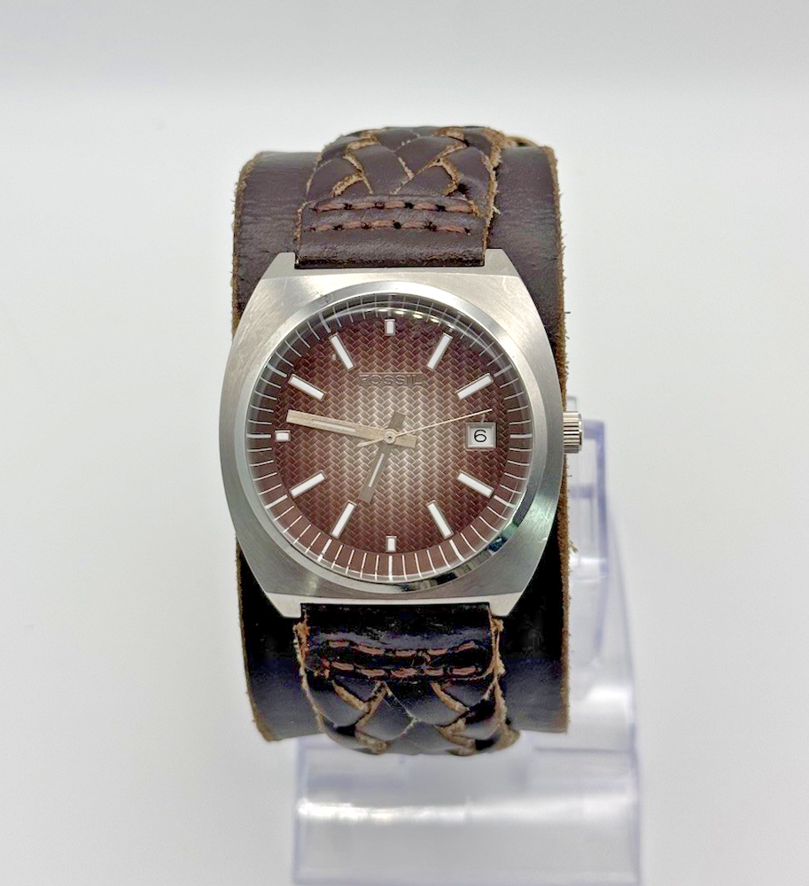 Fossil JR-9118 Mens Brown Dial Analog Quartz Watch with New Battery