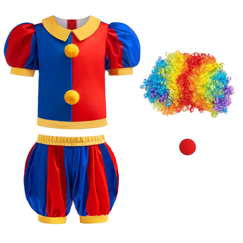 Kids Circus Costume BoysGirls Carnival Costume Kids Clown Halloween Outfits w...