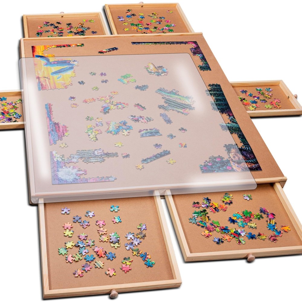 Puzzle Locker 1500 Piece Puzzle Board with Drawers and Cover - Puzzle Solve S...