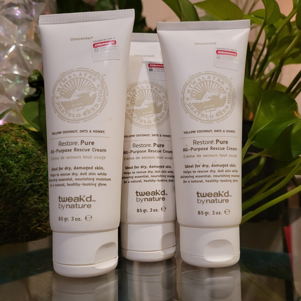 Tweak-d By Nature Restore Pure Hydrating Rescue Cream Unscented 3oz 3-Pack