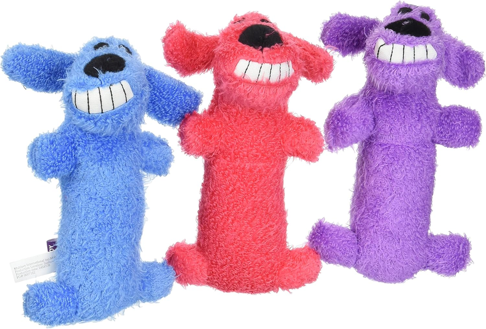 (3 Pack)  Mini Plush Loofa Dog Toy 6-Inch
