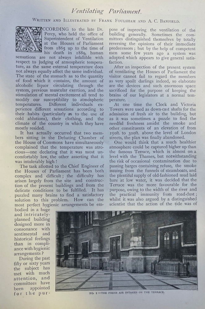 1901 England New Ventilation System for Parliament