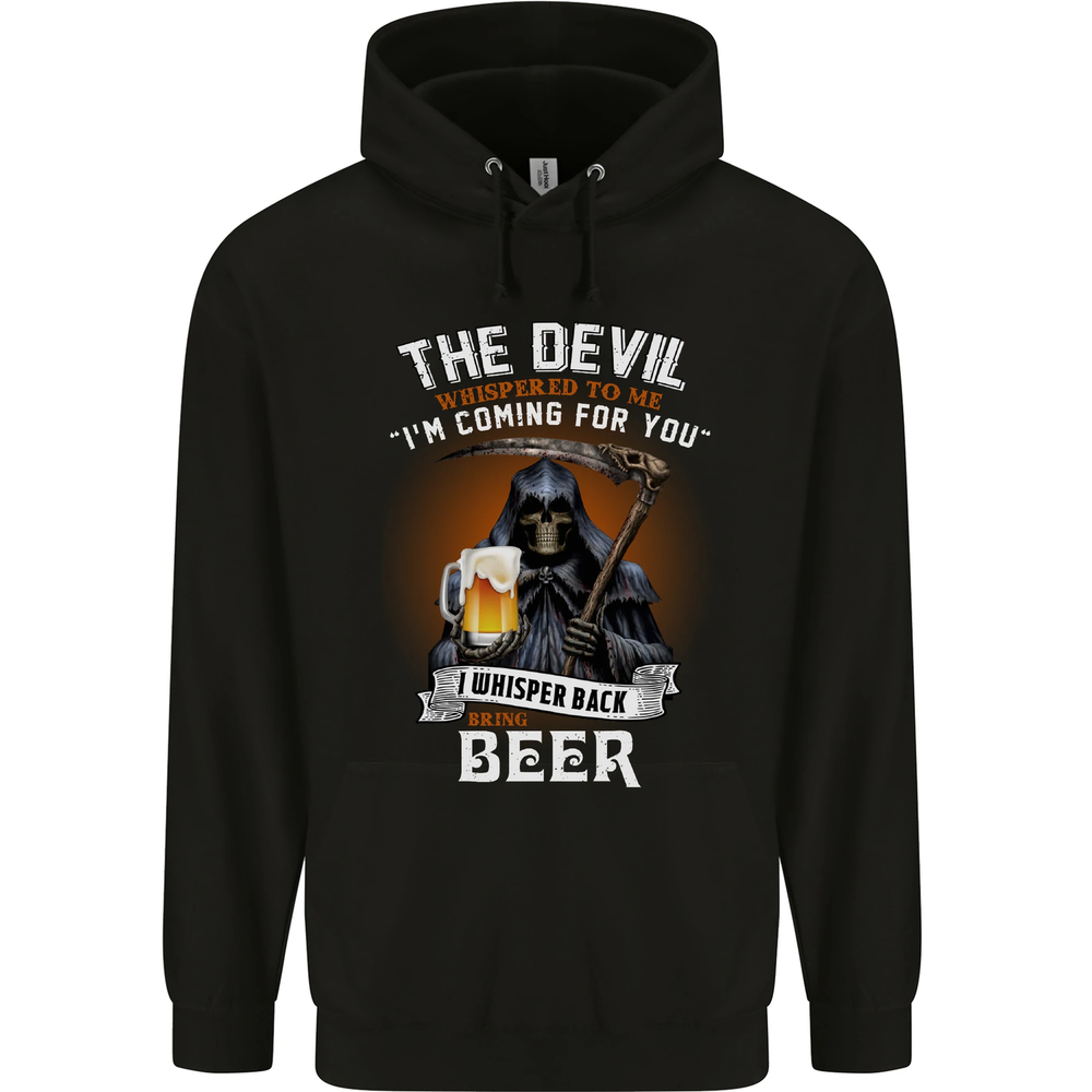 Funny Grim Reaper Devil With Beer Alcohol Mens 80% Cotton Hoodie
