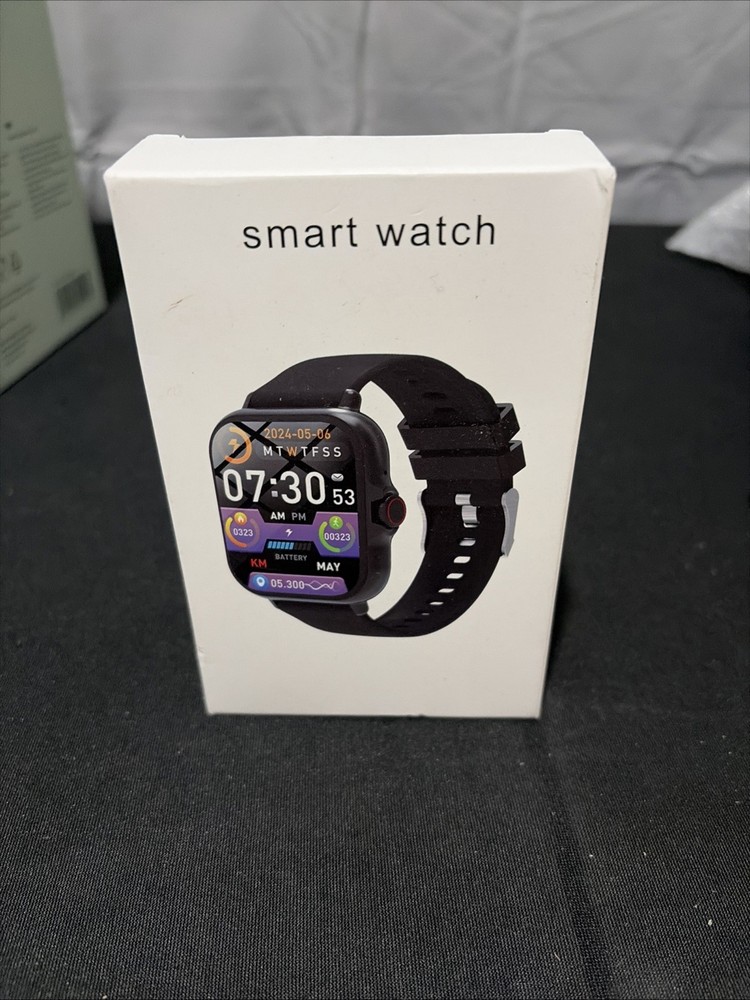 Black Silicone Band Smart Watch, Plastic Case, 44mm