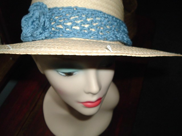 Vintage Blue Crochet Floral Stretch Headband for Women