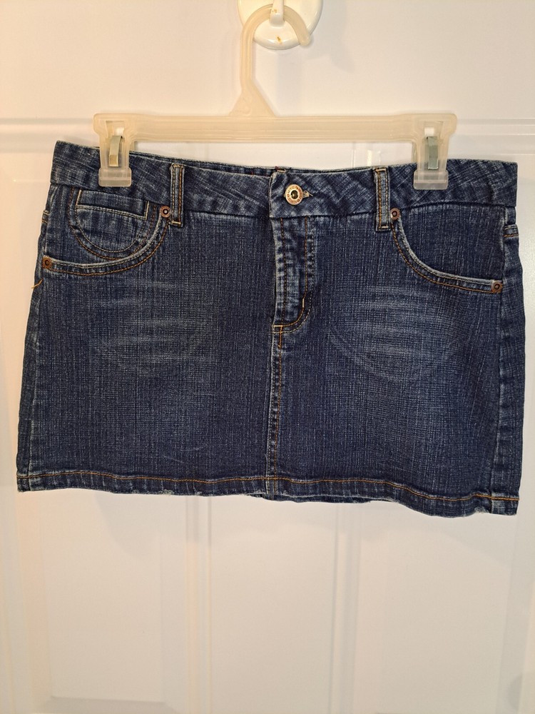 Y2K Stretch Blue Low Rise Micro Mini Skirt Womens Juniors Size 9