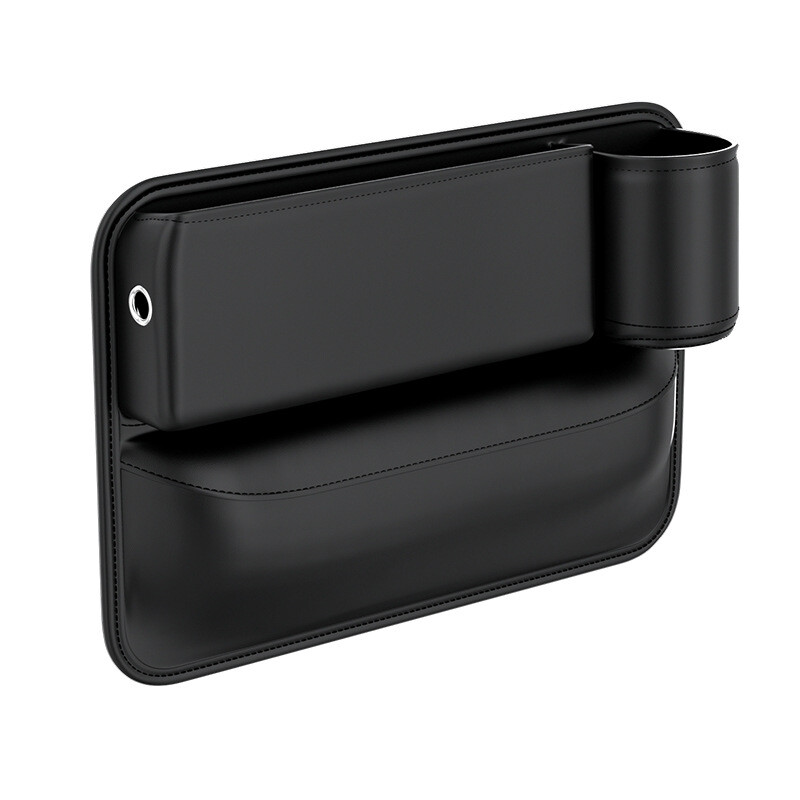 Car Seat Gap Filler Storage Bag Organizer PU Leather Cup Holder Left Right 2Pcs