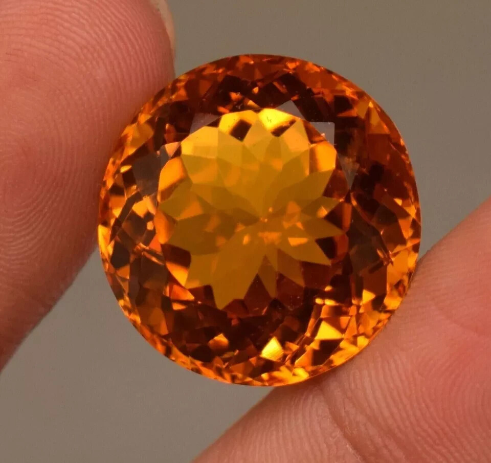 Round Cut 100ct Brazilian Yellow Citrine EGL Certified Loose Gemstone