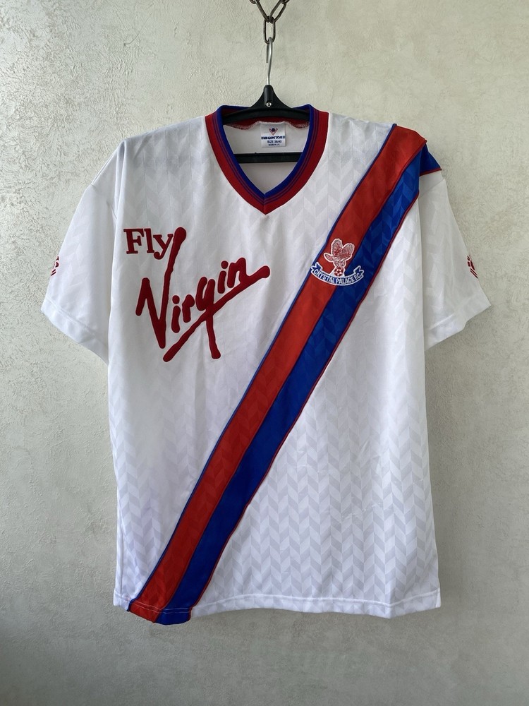 Vintage 1989/90 Crystal Palace Away Football Jersey Size L Retro Soccer Shirt