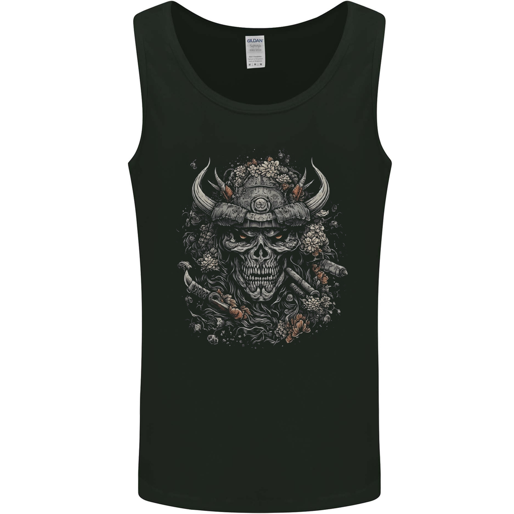 Samurai Skull Fantasy Warrior Bushido Ronin Mens Vest Tank Top
