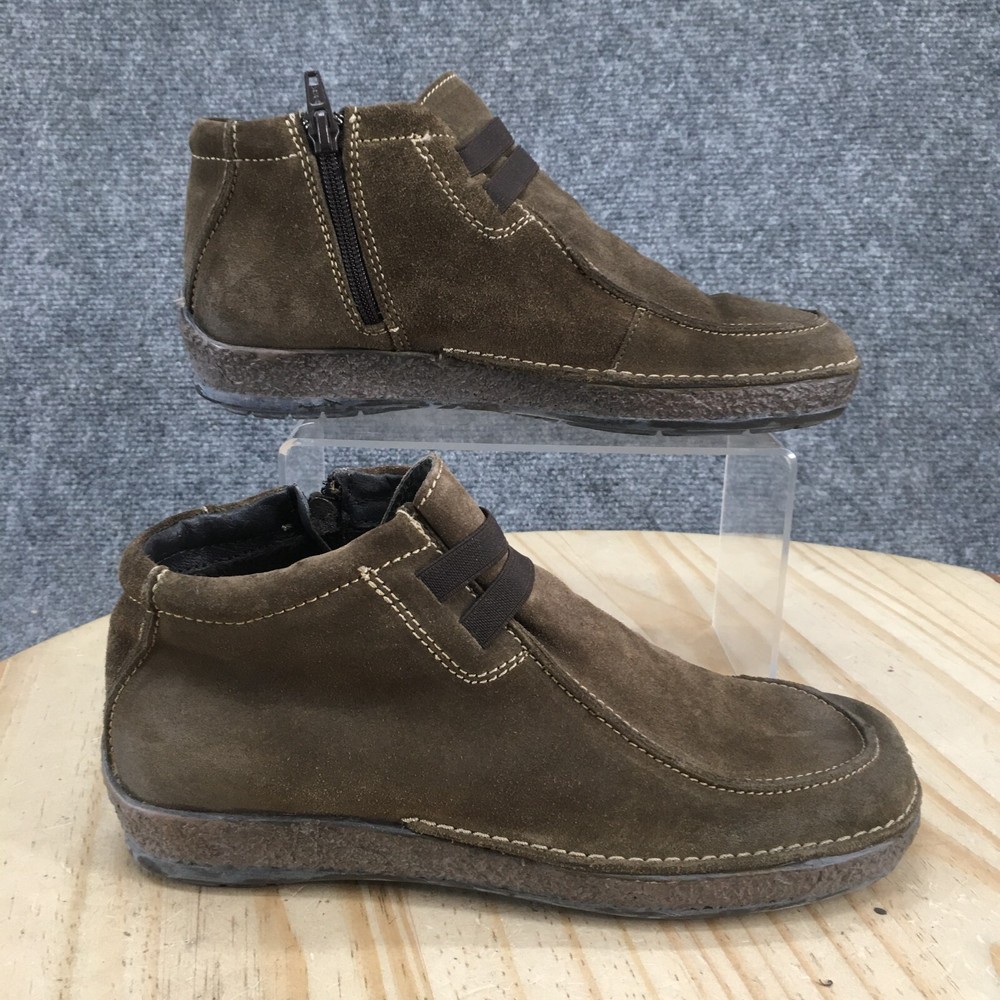 Groundhog Boots Womens 37 Chuka Ankle Booties Green Suede Side Zip Round Toe