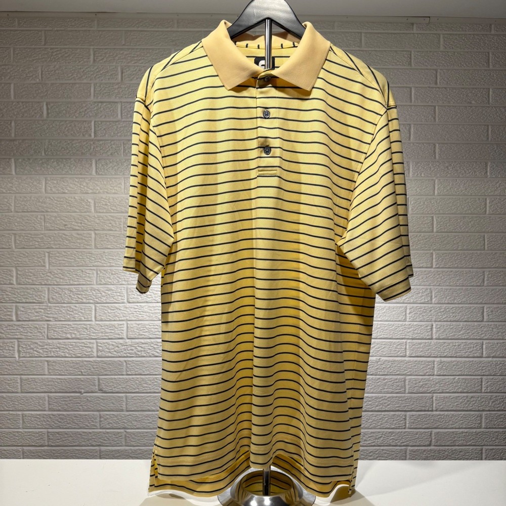 FootJoy Golf Polo Shirt Mens Striped Athletic Activewear Yellow Black