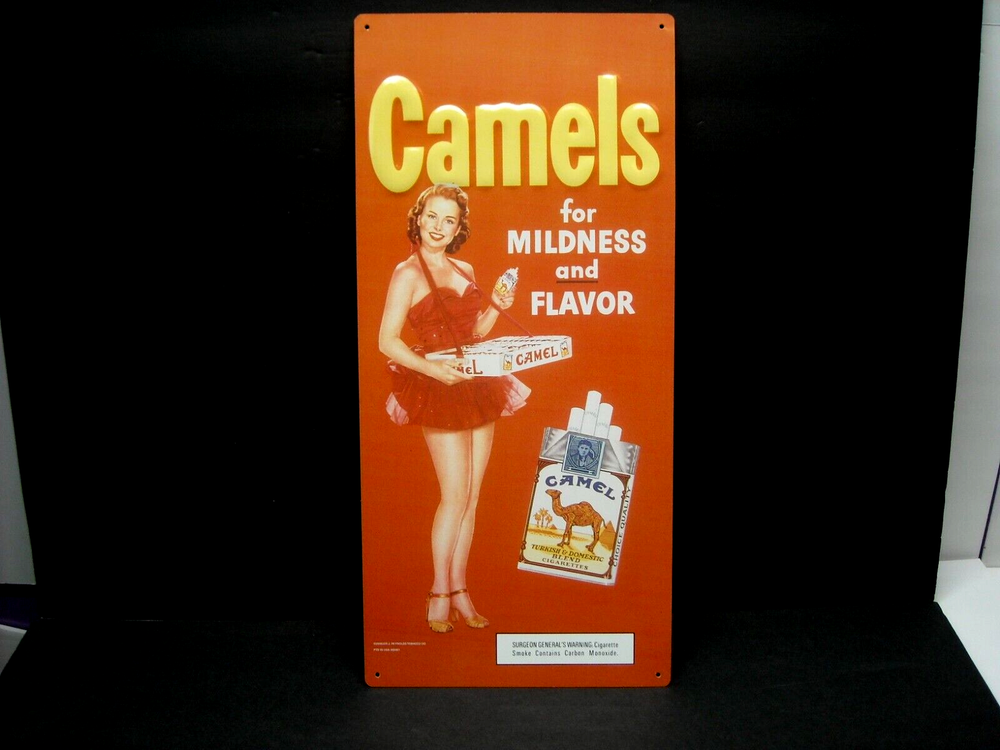 CAMEL CIGARETTE GIRL PINUP METAL TIN SIGN WALL DISPLAY 2006 RJR