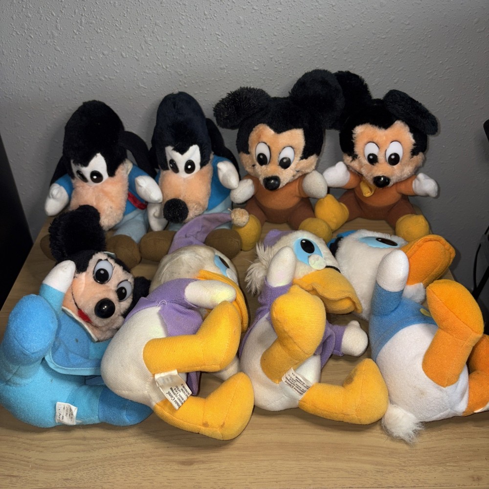 Lot of 10 Vintage Disney Mickey Mouse Donald Duck Plush Toys Stuffed Animals