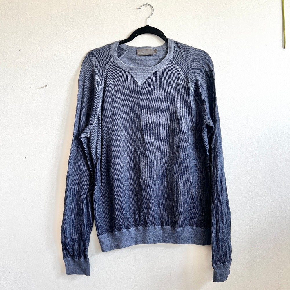 Vince Cashmere Sweater Mens Pullover Knit Minimalist Luxury Blue Large