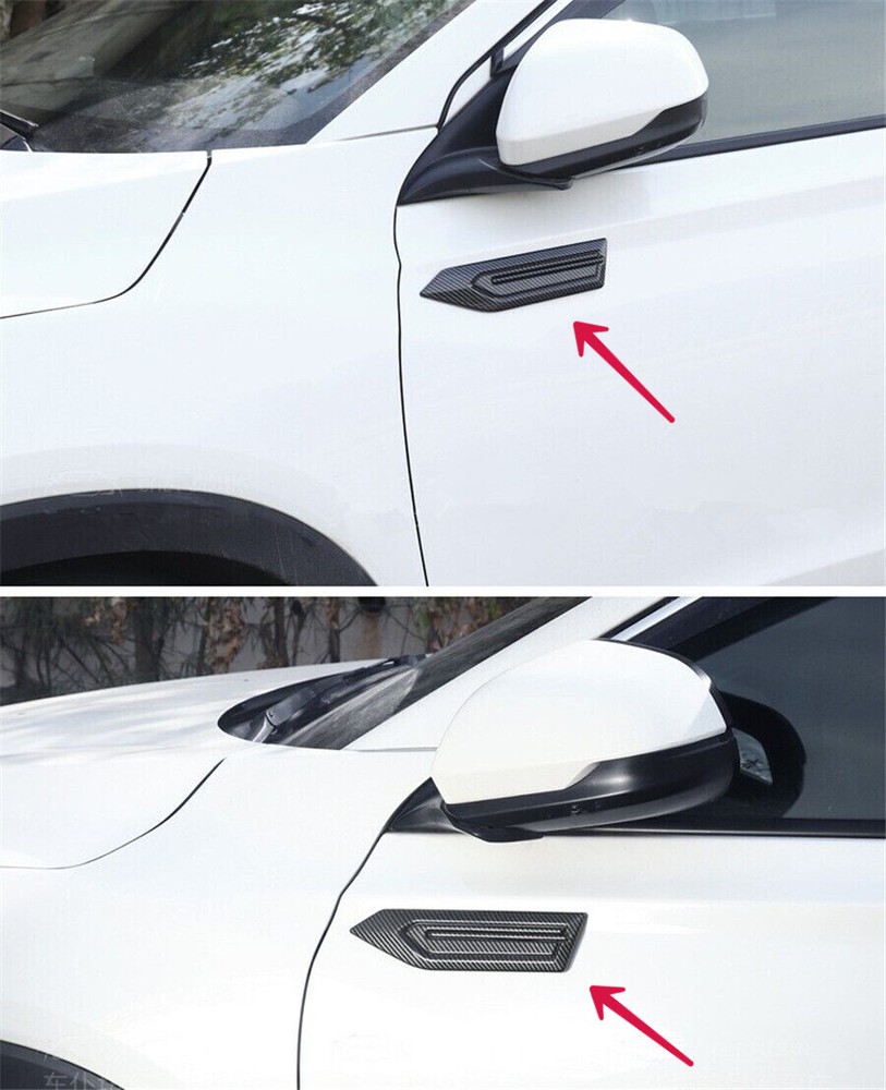 Universal Car Front Fender Side Vent Decor Trim Stick Cover Carbon Fiber Look