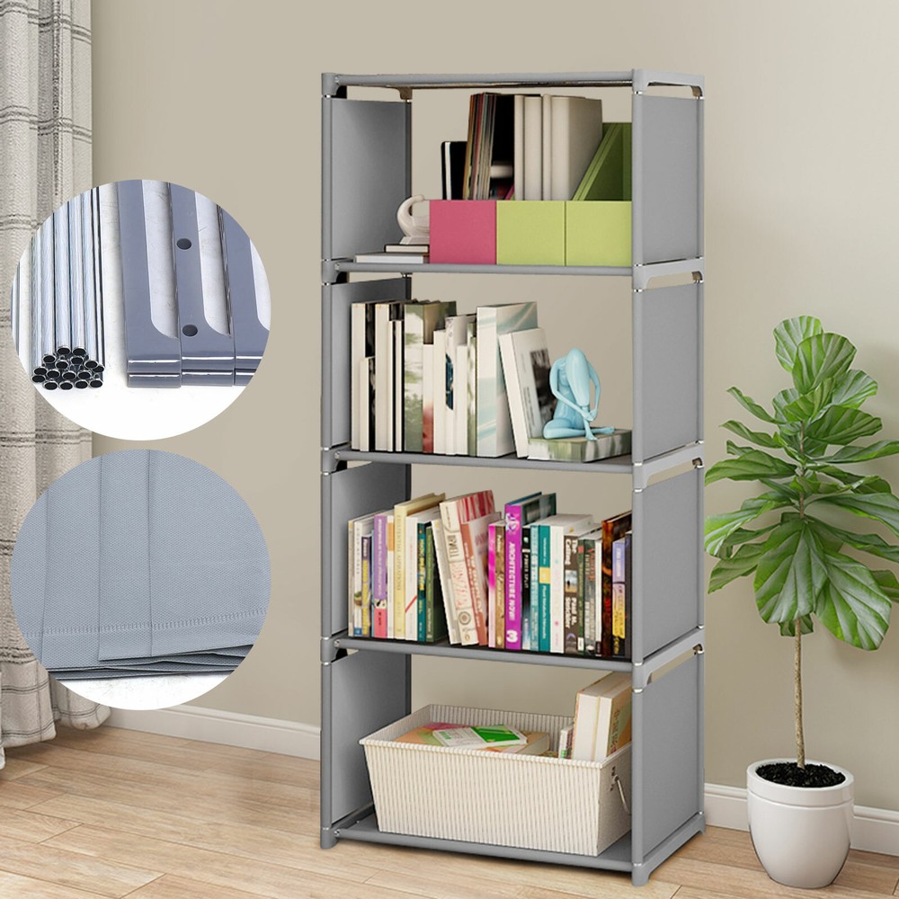 Bookshelf, 4 Tier Industrial Rustic Wood Bookcase,Shelving Unit Storage Shelves