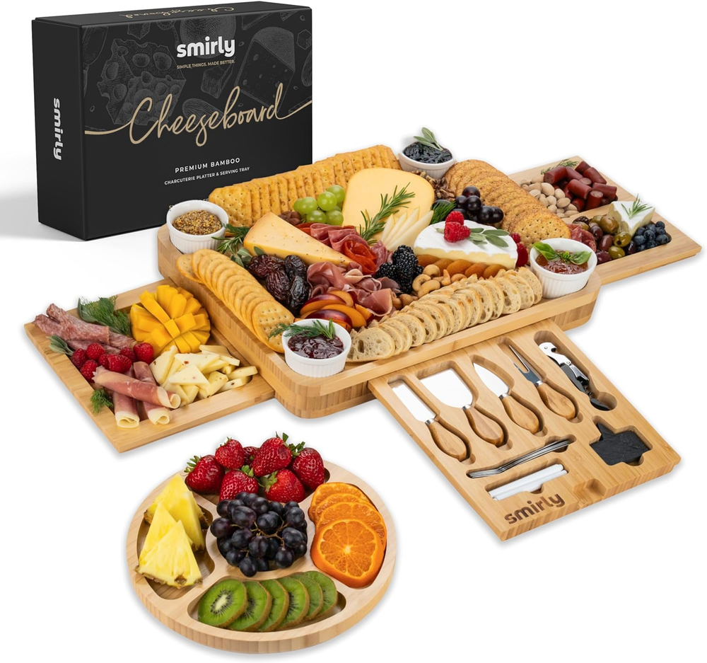 Charcuterie Boards Gift Set: Charcuterie Board Set, Bamboo Cheese Board Set -...