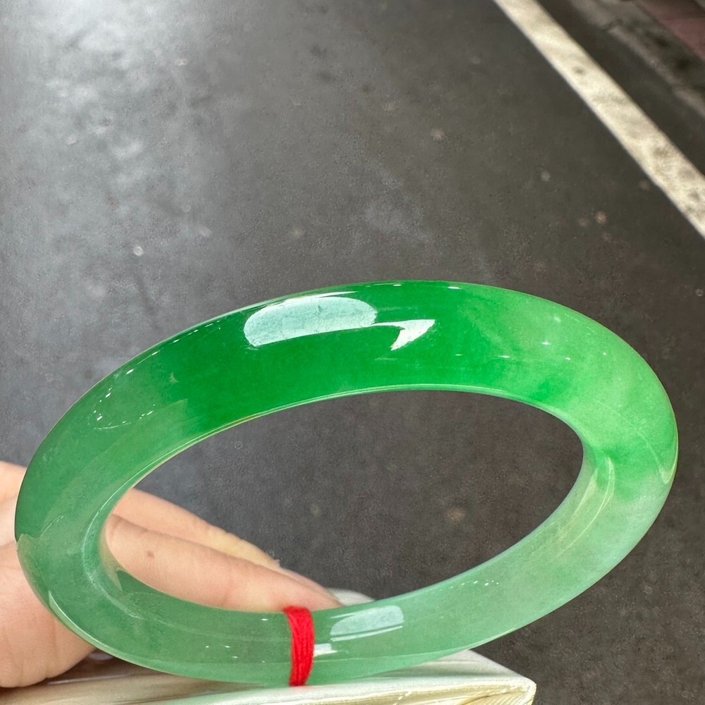 Certified Natural round A Ice Green Burmese Jade jadeite bracelet bangle 58-59MM