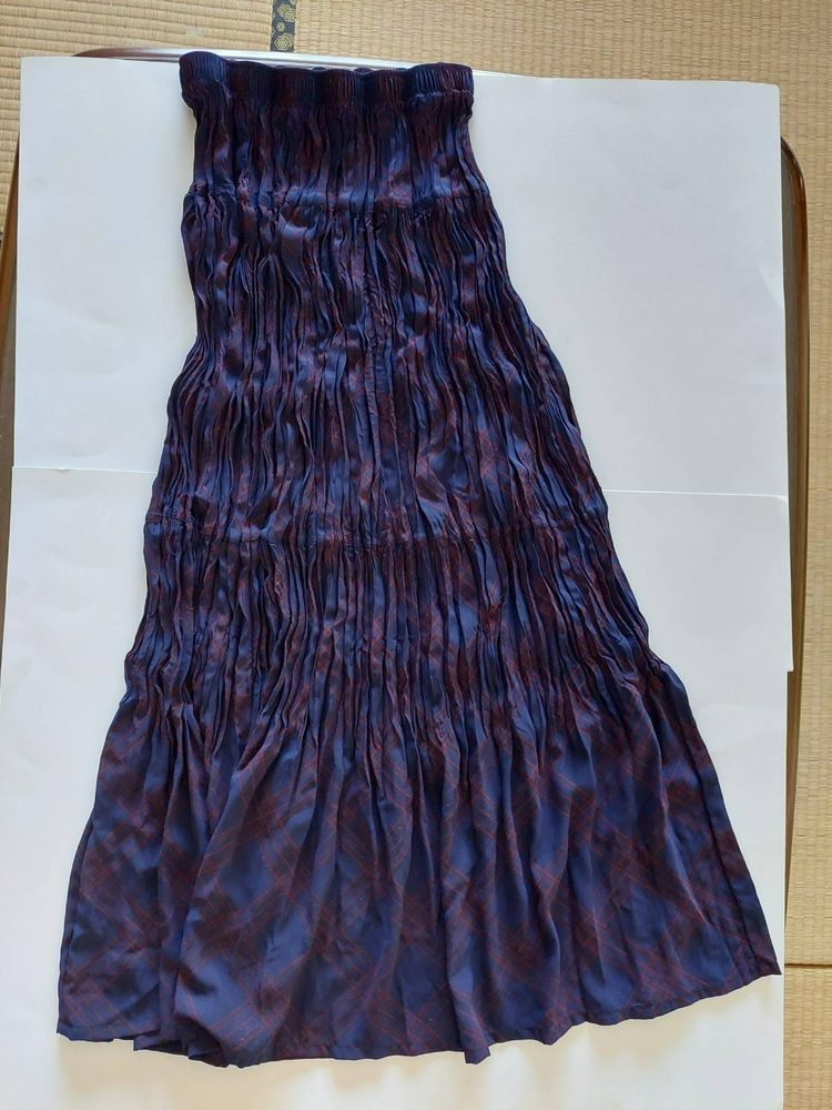 Ines De La Fressange Uniqlo Blue Gray Red Cotton Pencil Midi Skirt Small