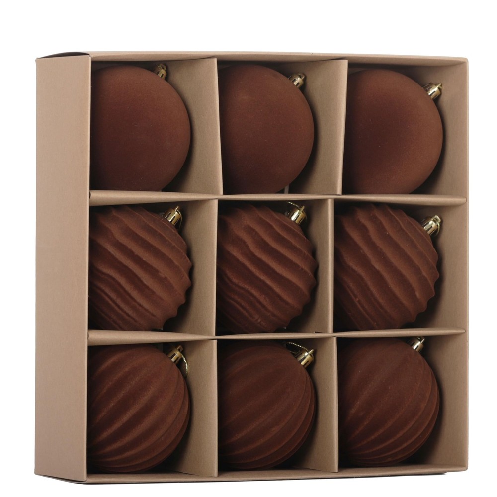 2024 Velvet Christmas Ornament Ball Set - 9PCS Multicolor Xmas Decor