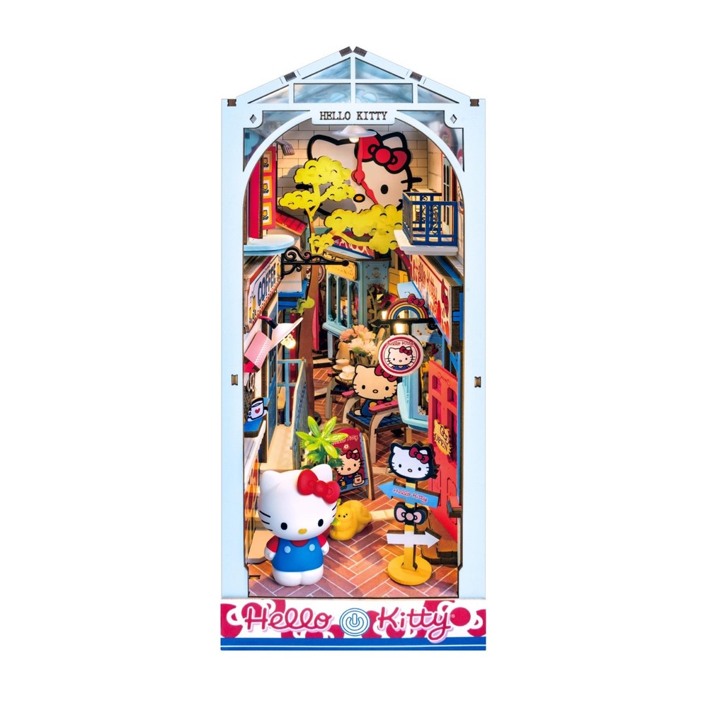 DIY Miniature Kit Book Nook - Hello Kitty Town Square | Whimsical Miniature S...