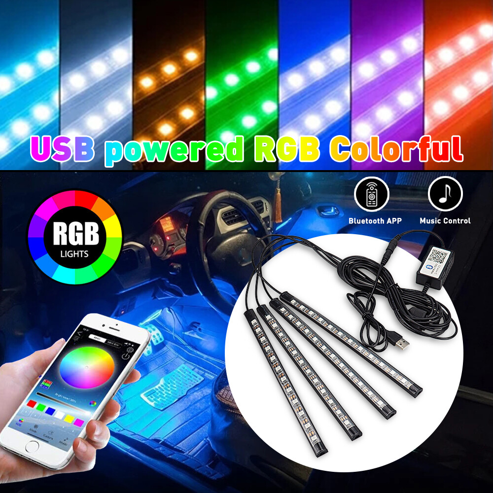 LED RGB Interior Car Light Kit Light Strip Optic Ambient Light Symphony 4x