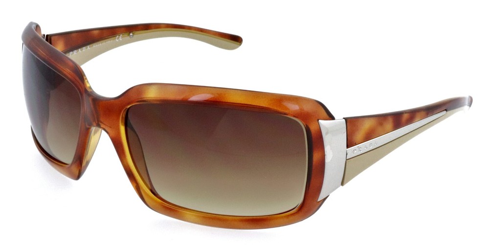 Prada SPR01H Havana brown 61mm wrap sunglasses made in Italy