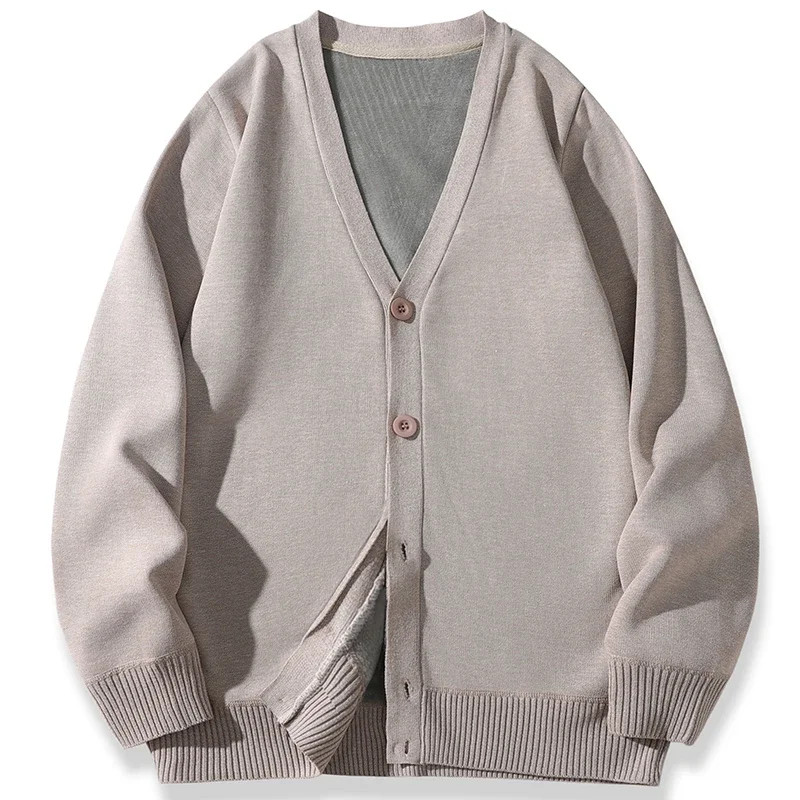 New Men's Casual Long Sleeved Velvet Sweater Cardigan Knitted Jacket Top Autumn