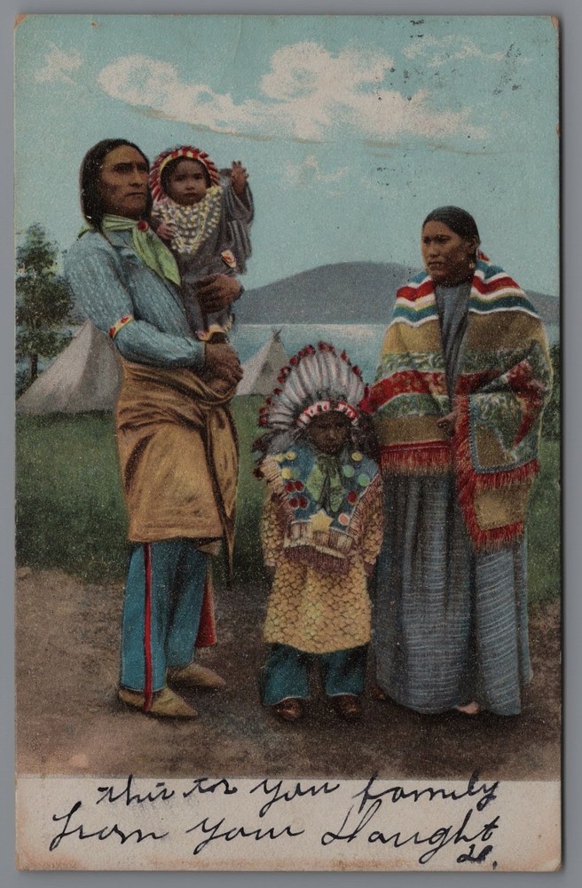 Native Americans Yonkers NY Postcard Used by Family Member of Those Pictured