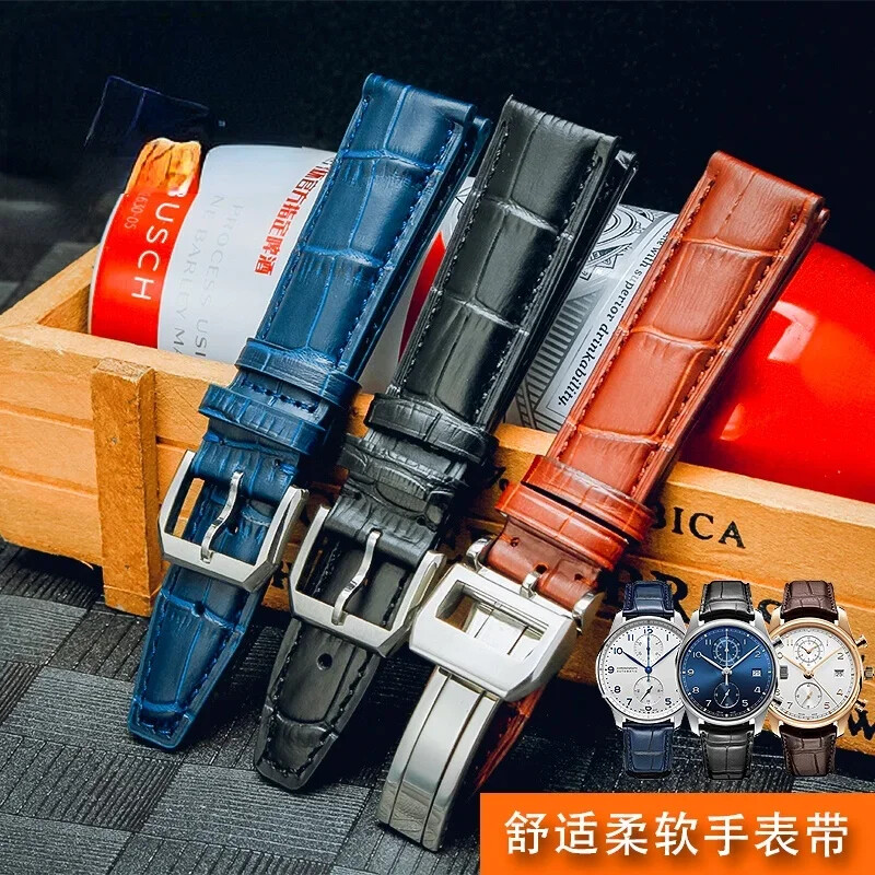 Leather Watch Straps For IWC Portuguese/Portofino/Pilot Mark 18 20mm Men's Band