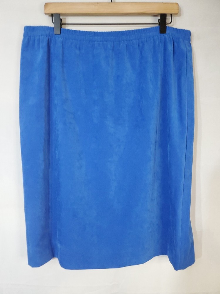 Vintage Leslie Fay Skirt Women's Size 18 Blue Suede Pull-On Pencil Back Slit