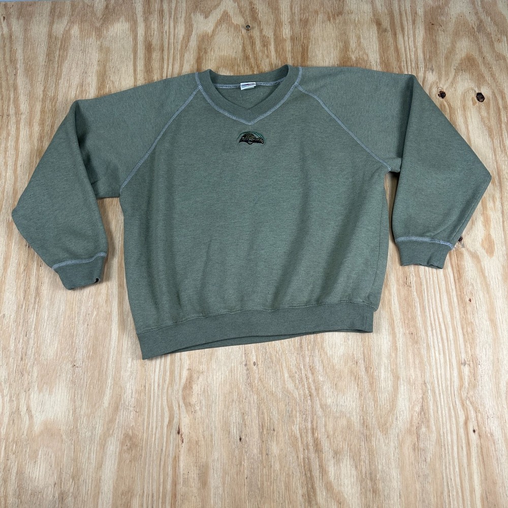 Rare VTG Logo NFL Leopard Print V-Neck Sweatshirt for Women in Green Size M